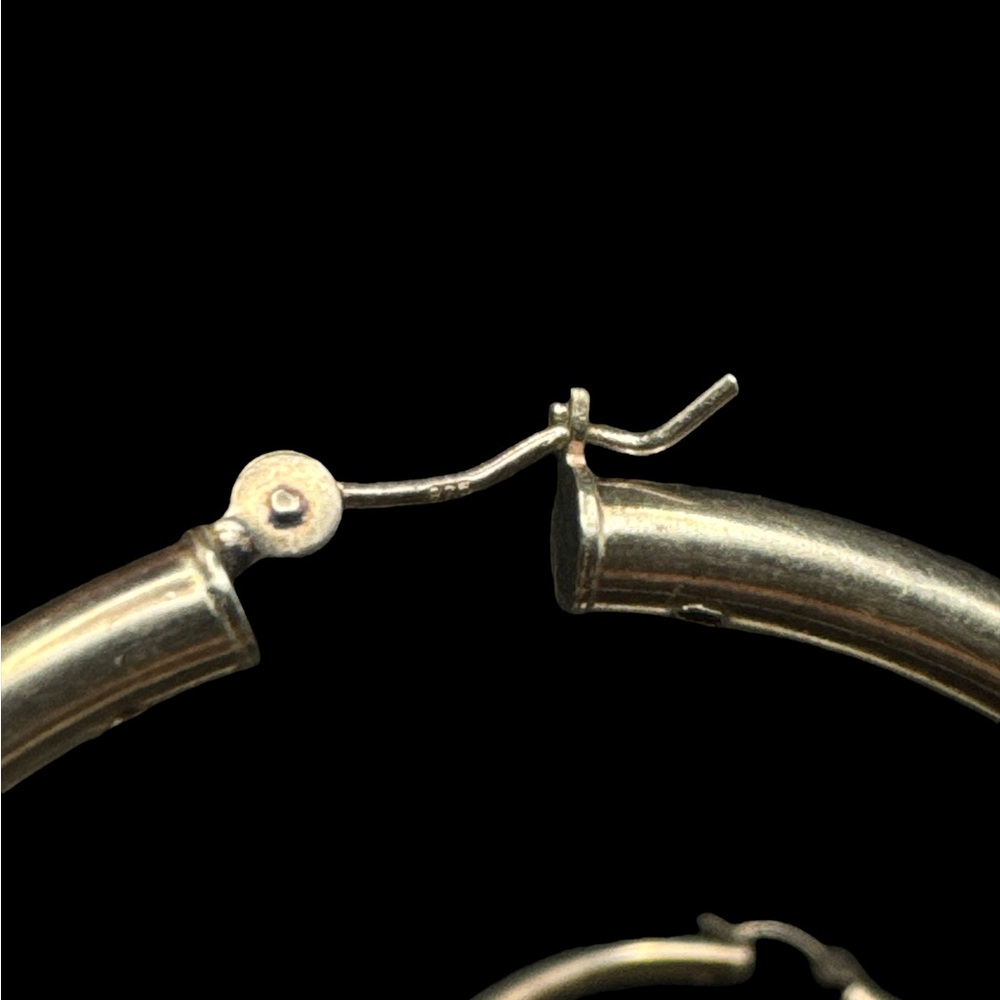Vintage Sterling Silver Large Hollow Tube Hoops 2.25” - Picture 3 of 3